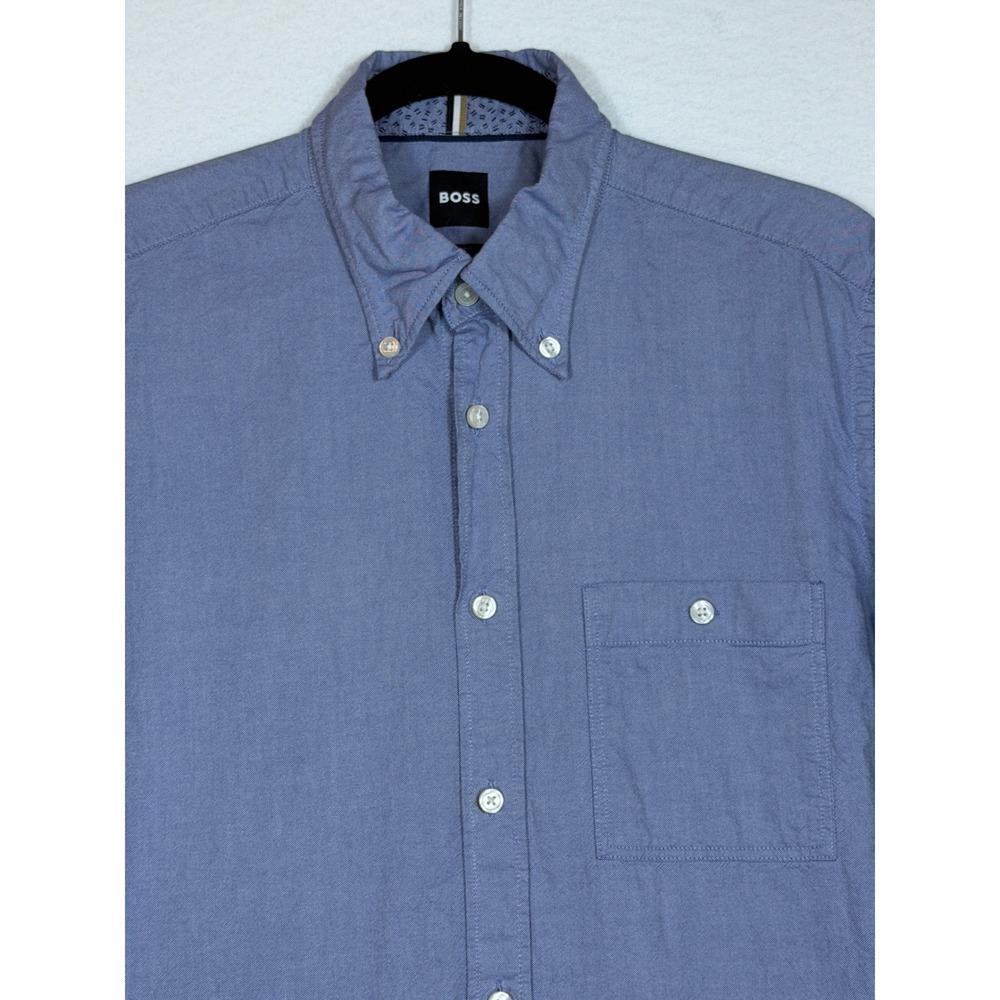 BOSS Hugo Boss Slim Fit Long Sleeve Button Down Shirt Mens Blue Size M
